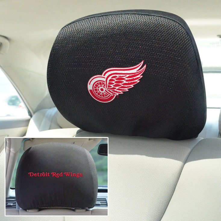 Detroit Red Wings Embroidered Car Headrest Cover, Set of 2