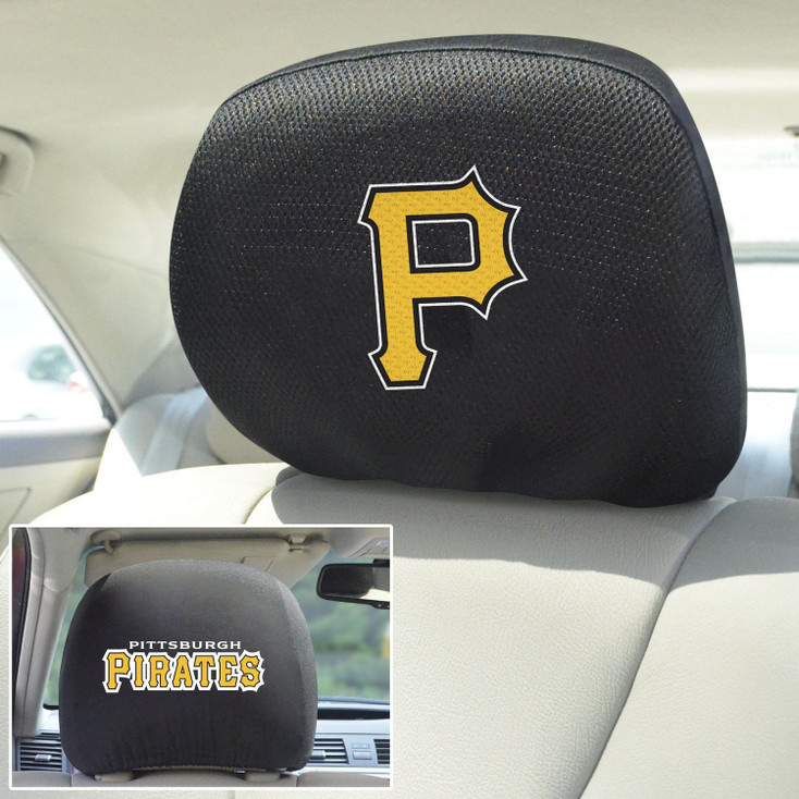 Pittsburgh Pirates Embroidered Car Headrest Cover, Set of 2