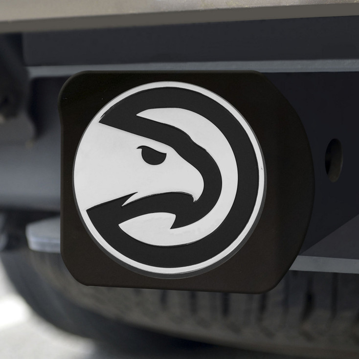 Atlanta Hawks Hitch Cover - Chrome on Black