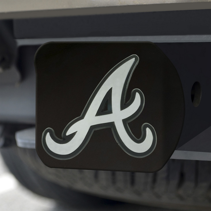 Atlanta Braves Hitch Cover - Chrome on Black