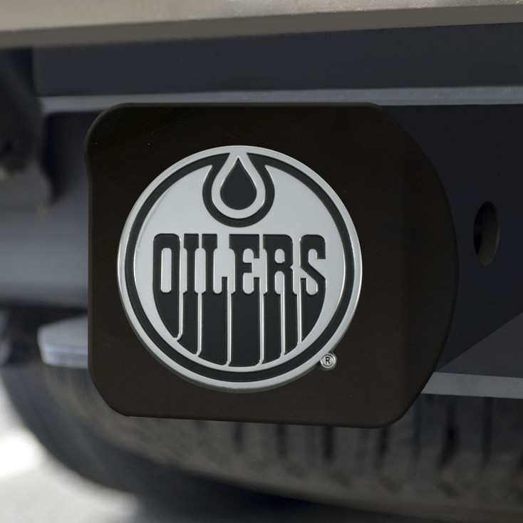 Edmonton Oilers Hitch Cover - Chrome on Black