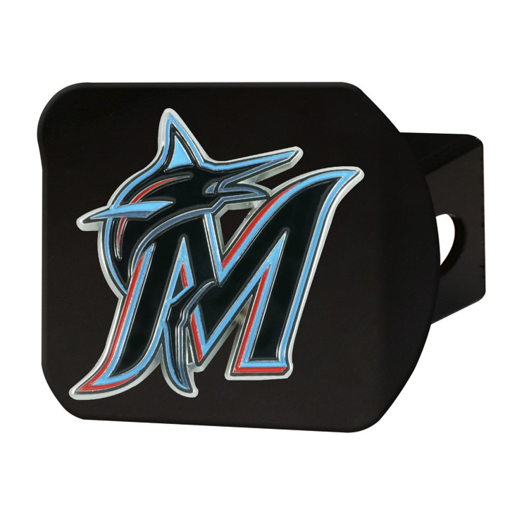 Miami Marlins Hitch Cover - Team Color on Black