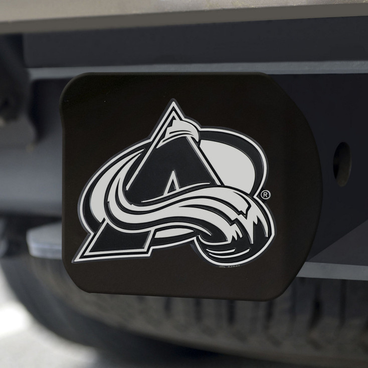 Colorado Avalanche Hitch Cover - Chrome on Black