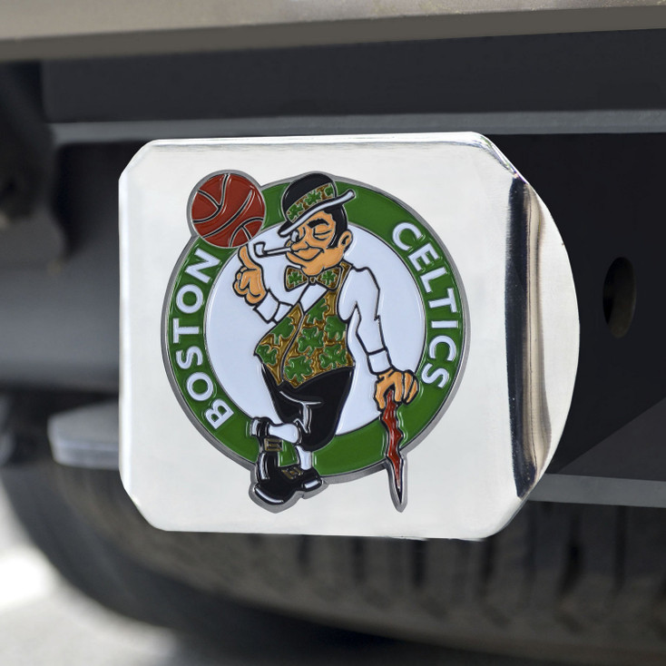 Boston Celtics Hitch Cover - Team Color on Chrome