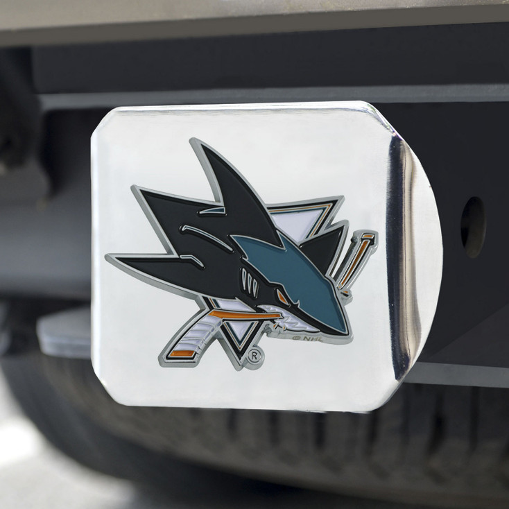 San Jose Sharks Hitch Cover - Team Color on Chrome