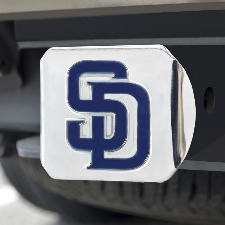 San Diego Padres Hitch Cover - Team Color on Chrome