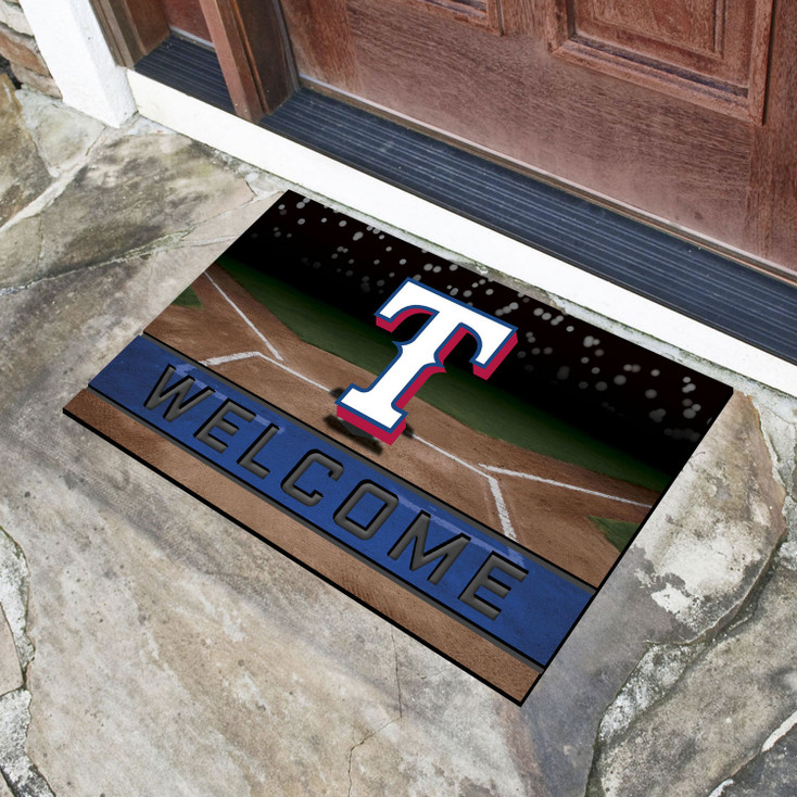 18" x 30" Texas Rangers Blue Crumb Rubber Door Mat