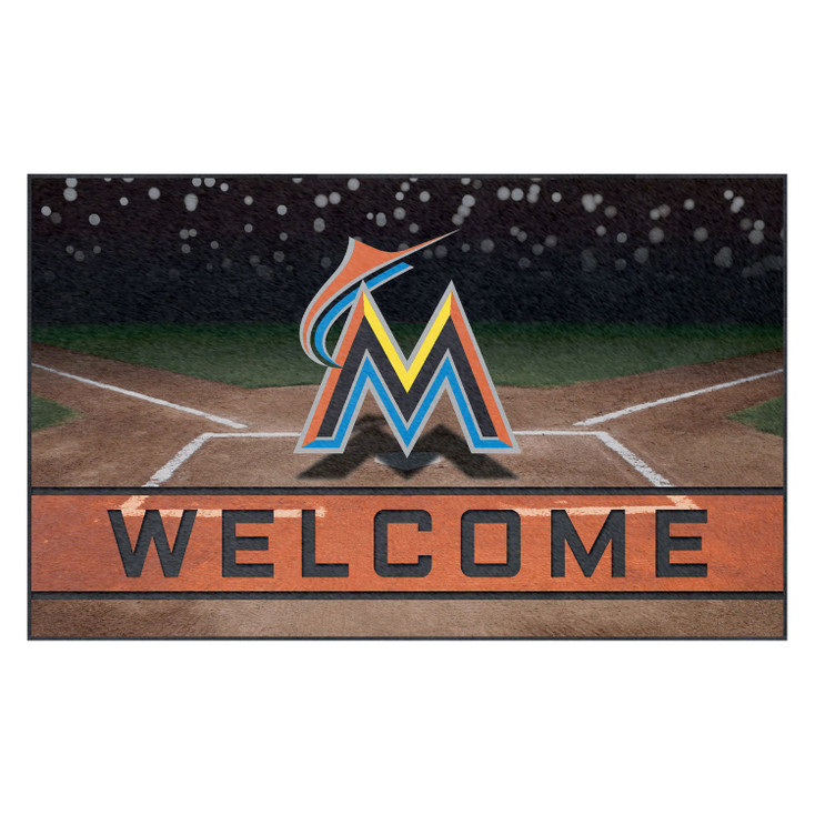 18" x 30" Miami Marlins Black Crumb Rubber Door Mat