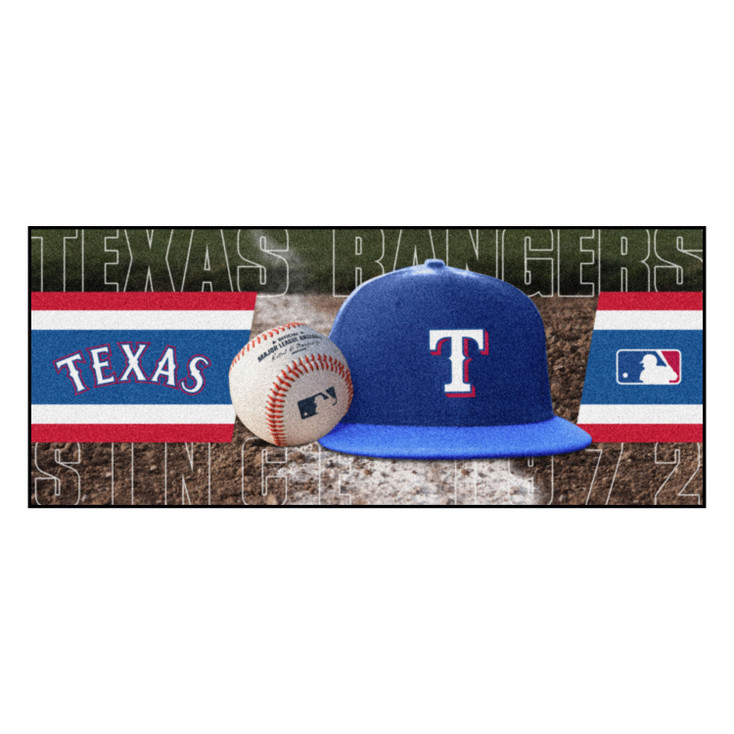 30" x 72" Texas Rangers Baseball Style Rectangle Runner Mat