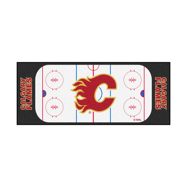 30" x 72" Calgary Flames Hockey Rink Red Rectangle Runner Mat