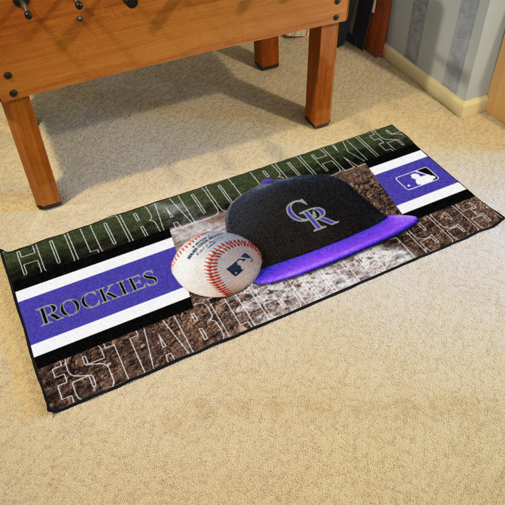 30" x 72" Colorado Rockies Baseball Style Rectangle Runner Mat