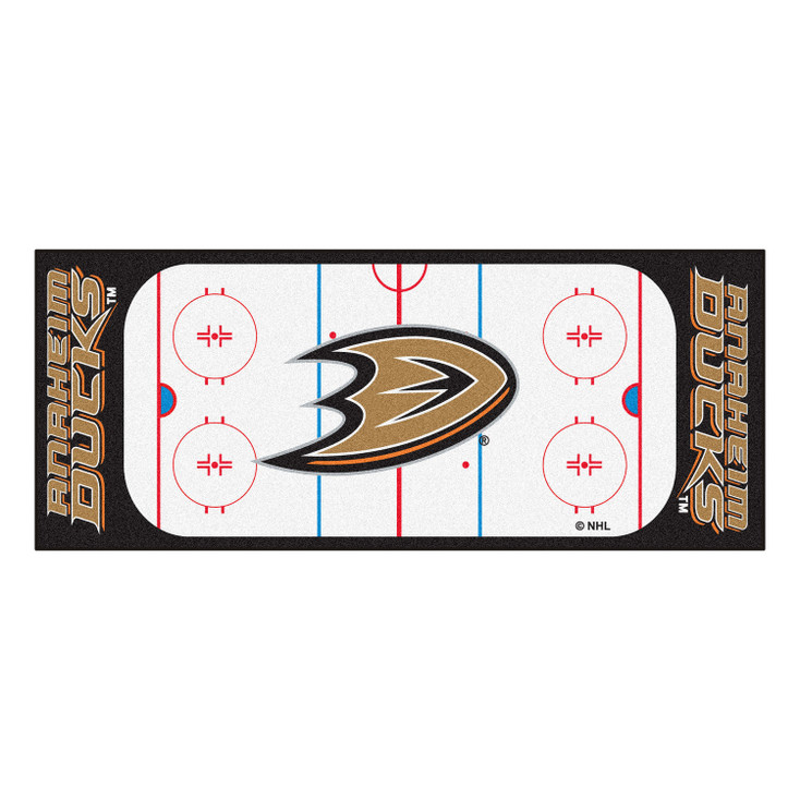 30" x 72" Anaheim Ducks Hockey Rink Black Rectangle Runner Mat