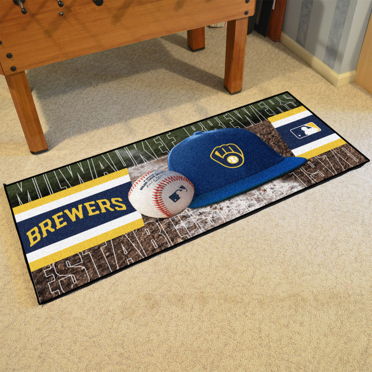 30" x 72" Milwaukee Brewers Baseball Style Rectangle Runner Mat