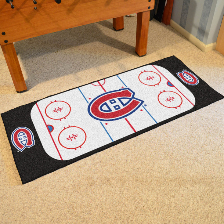 30" x 72" Montreal Canadiens Hockey Rink Blue Rectangle Runner Mat