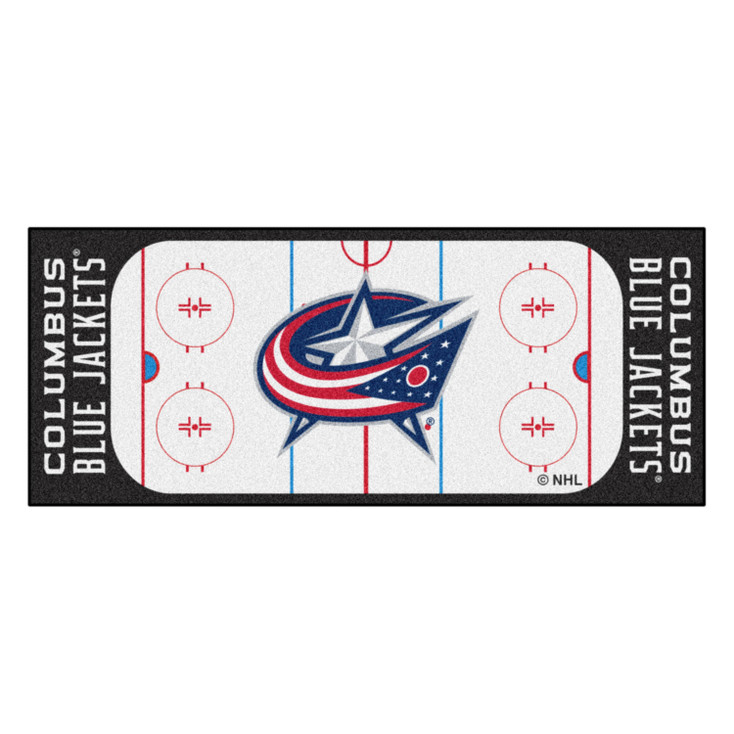 30" x 72" Columbus Blue Jackets Hockey Rink Navy Rectangle Runner Mat