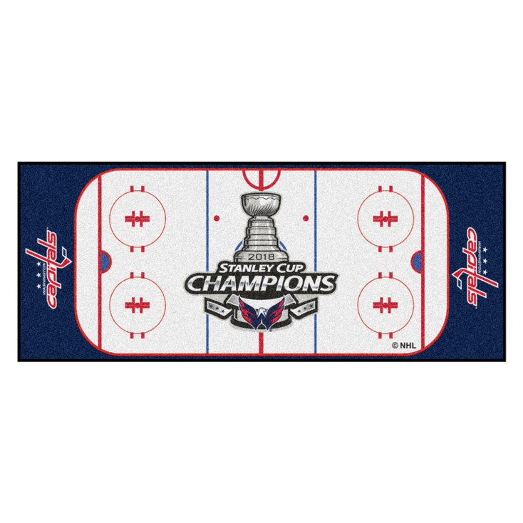 30" x 72" Washington Capitals 2018 Stanley Cup Champions Hockey Rink Blue Rectangle Runner Mat