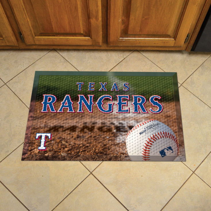 19" x 30" Texas Rangers Rectangle Blue Scraper Mat