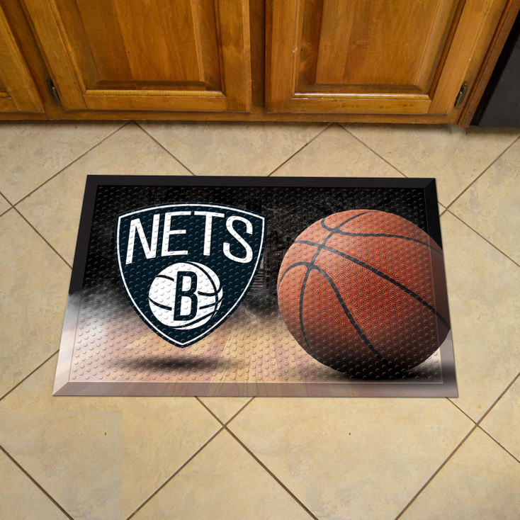 19" x 30" Brooklyn Nets Rectangle Photo Scraper Mat