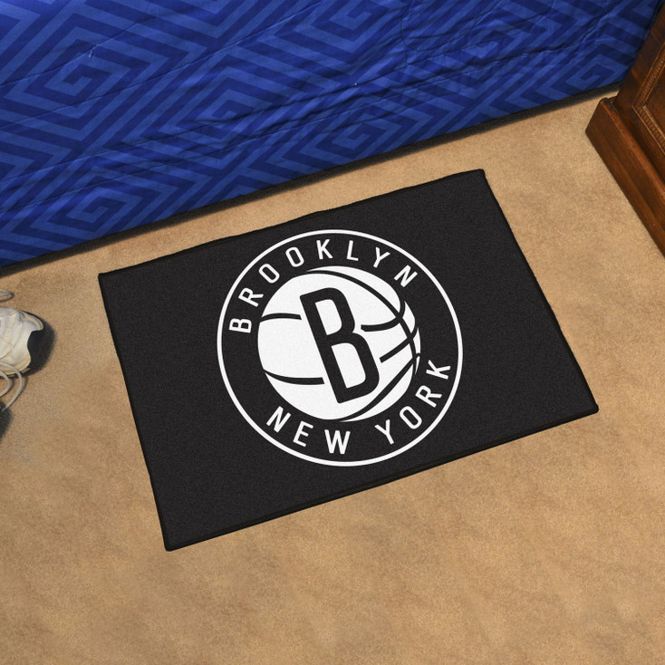 19" x 30" Brooklyn Nets Black Rectangle Starter Mat