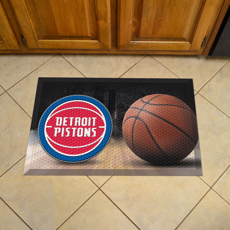 19" x 30" Detroit Pistons Rectangle Photo Scraper Mat