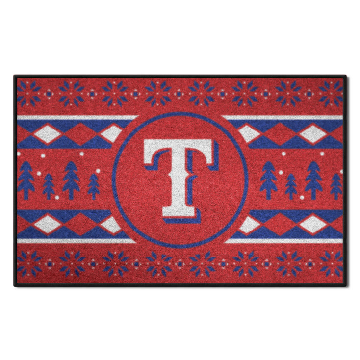 19" x 30" Texas Rangers Holiday Sweater Blue Starter Mat