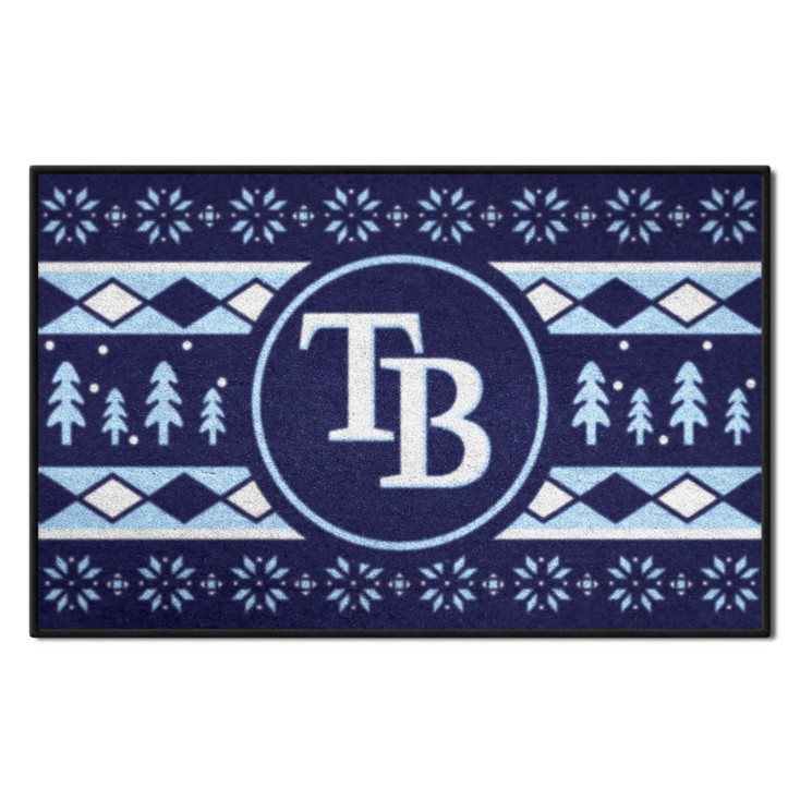 19" x 30" Tampa Bay Rays Holiday Sweater Navy Starter Mat