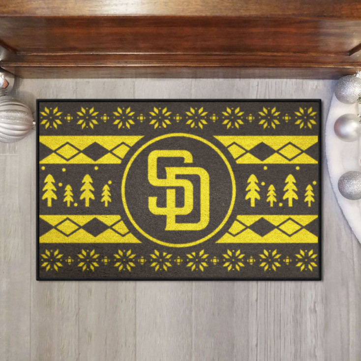 19" x 30" San Diego Padres Holiday Sweater Navy Starter Mat