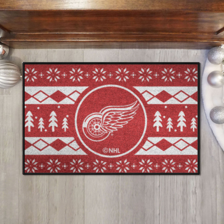 19" x 30" Detroit Red Wings Holiday Sweater Red Starter Mat