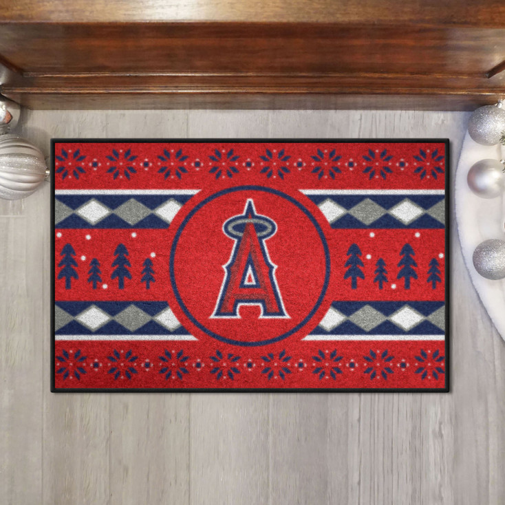 19" x 30" Los Angeles Angels Holiday Sweater Red Starter Mat