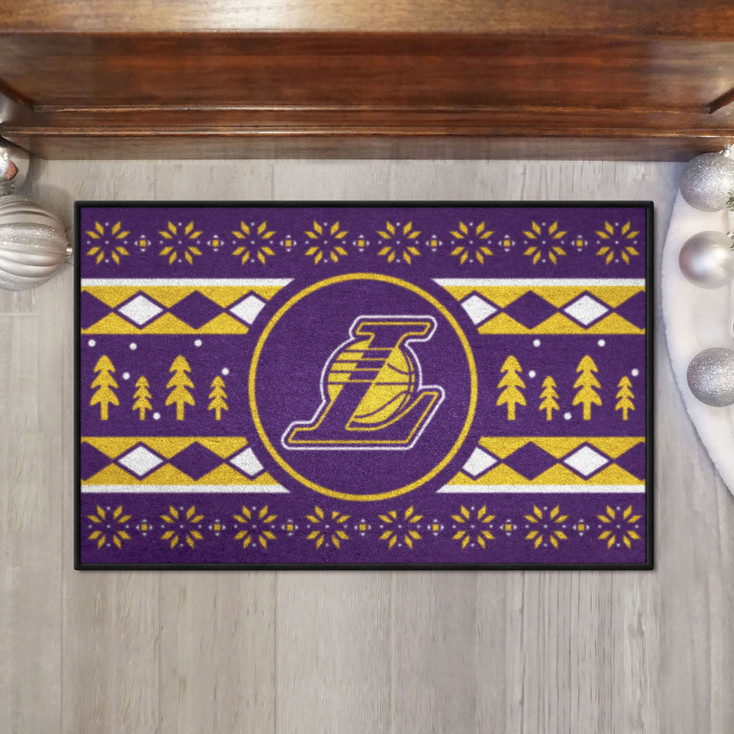19" x 30" Los Angeles Lakers Holiday Sweater Purple Starter Mat