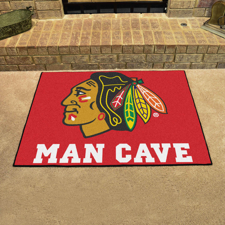 33.75" x 42.5" Chicago Blackhawks Man Cave All-Star Red Rectangle Mat