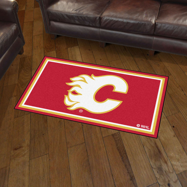 3' x 5' Calgary Flames Red Rectangle Rug