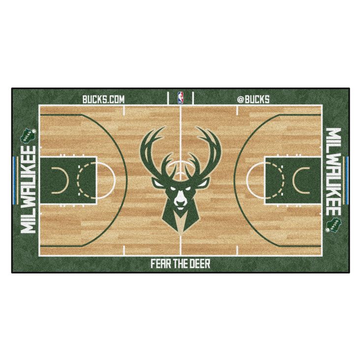 29.5" x 54" Milwaukee Bucks NBA Court Green Rectangle Runner Mat