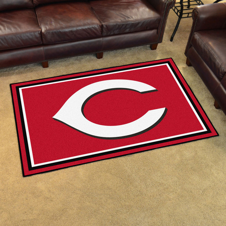 4' x 6' Cincinnati Reds Black Rectangle Rug