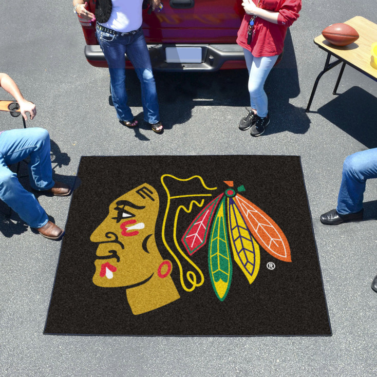 59.5" x 71" Chicago Blackhawks Black Tailgater Mat