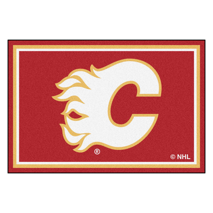 59.5" x 88" Calgary Flames Red Rectangle Rug