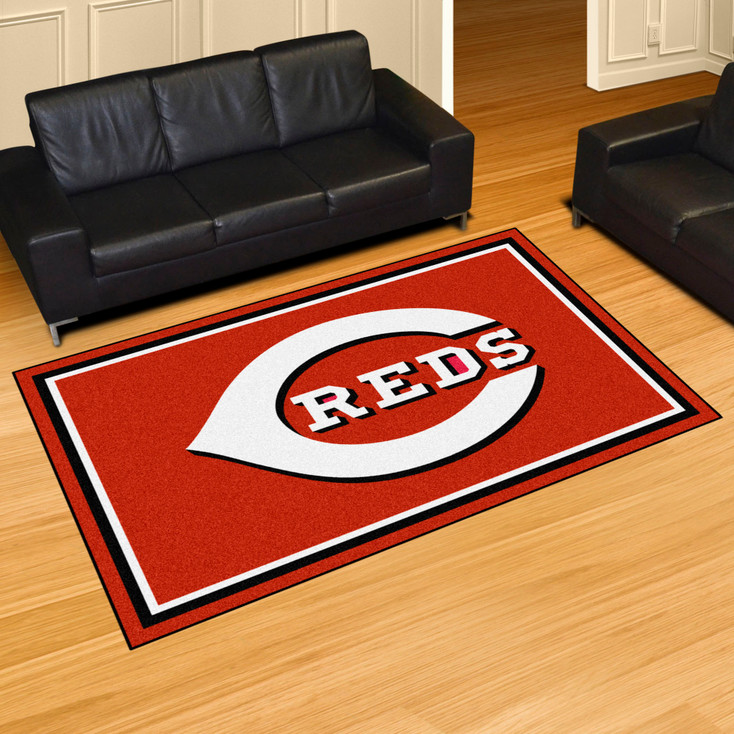 59.5" x 88" Cincinnati Reds Black Rectangle Rug