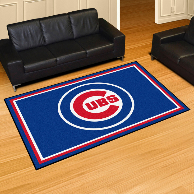 59.5" x 88" Chicago Cubs Logo Blue Rectangle Rug