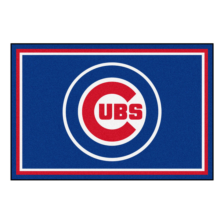 59.5" x 88" Chicago Cubs Logo Blue Rectangle Rug