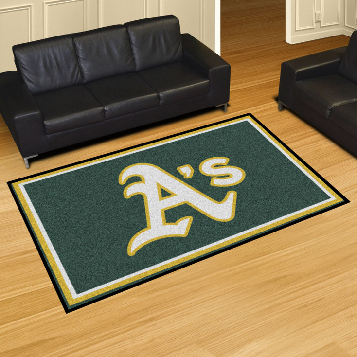 59.5" x 88" Oakland Athletics Green Rectangle Rug