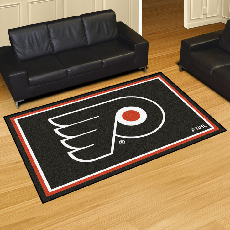 59.5" x 88" Philadelphia Flyers Black Rectangle Rug