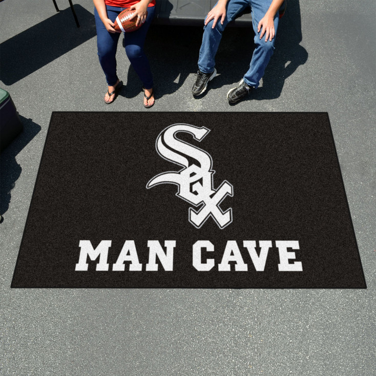 59.5" x 94.5" Chicago White Sox Black Man Cave Rectangle Ulti Mat