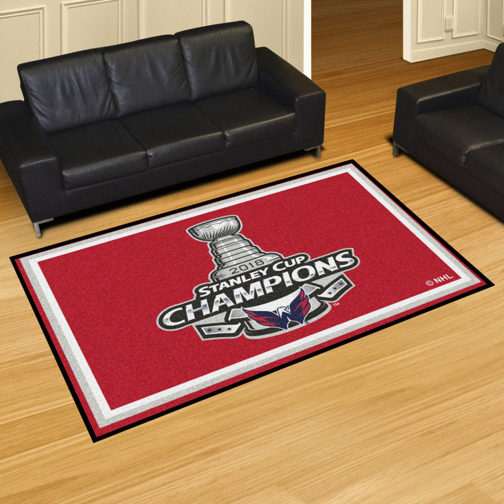 59.5" x 88" Washington Capitals 2018 Stanley Cup Champions Red Rectangle Rug