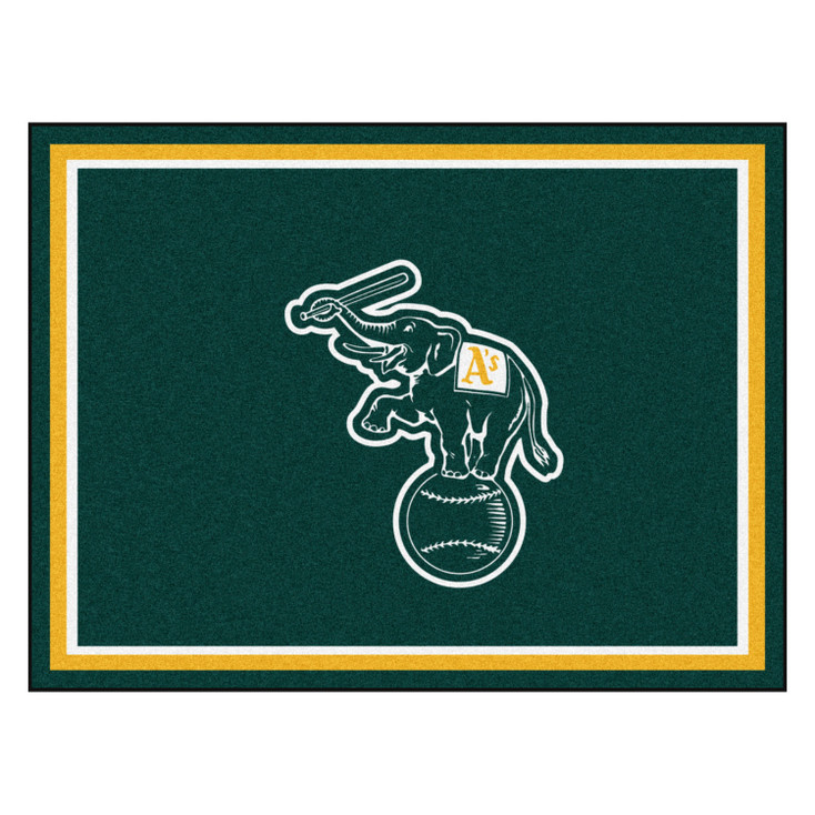 8' x 10' Oakland Athletics Elephant Logo Green Rectangle Rug
