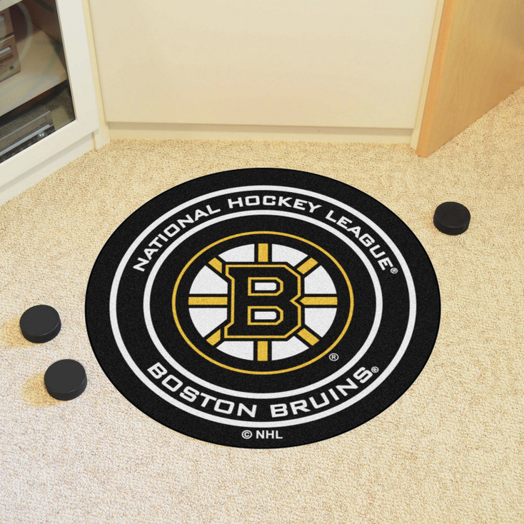 27" Boston Bruins Round Hockey Puck Mat