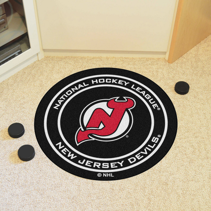 27" New Jersey Devils Round Hockey Puck Mat