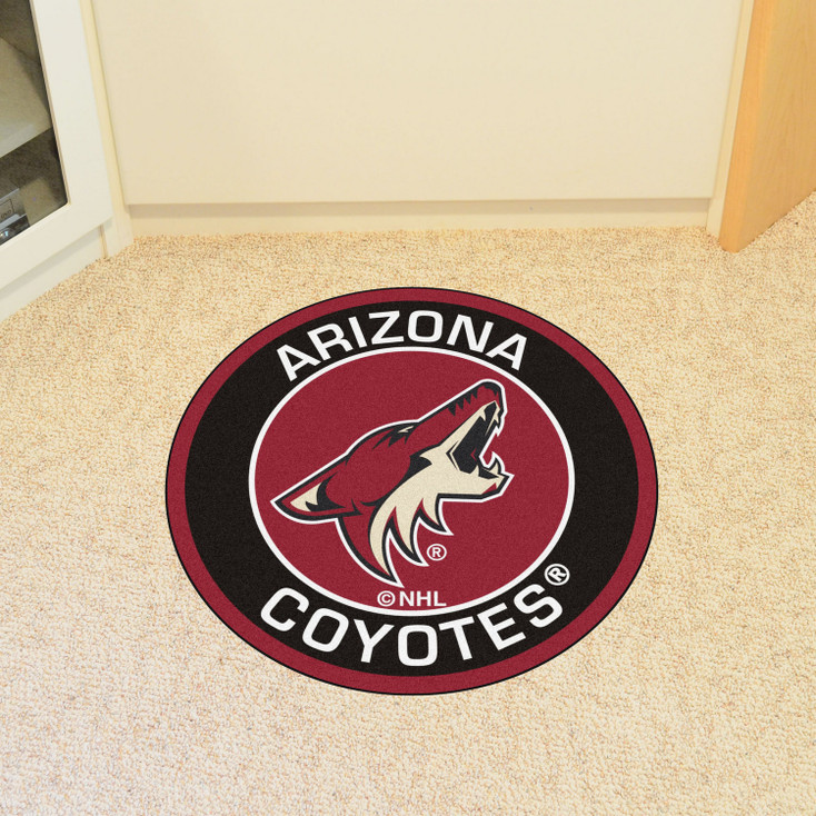 27" Arizona Coyotes Roundel Black Round Mat