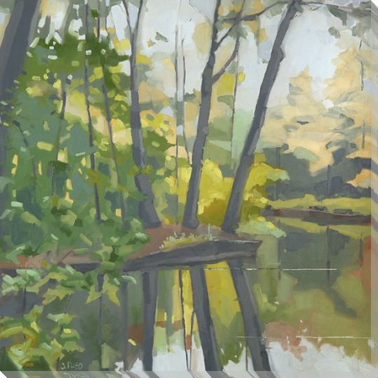 Wooded Pond Wrapped Canvas Giclee Art Print Wall Art