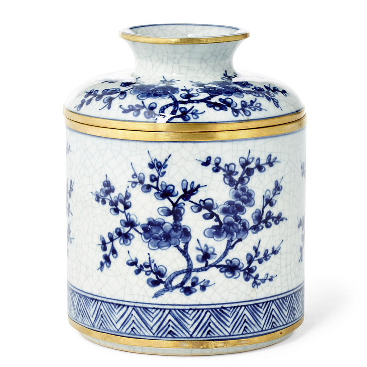 Blue and White Blossom Porcelain Tissue Box Cover