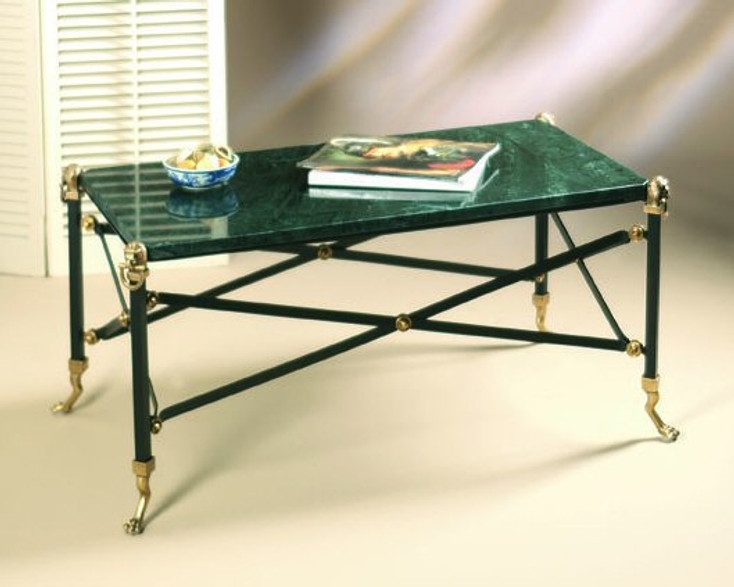 Brass Coffee Table with Green Marble Top